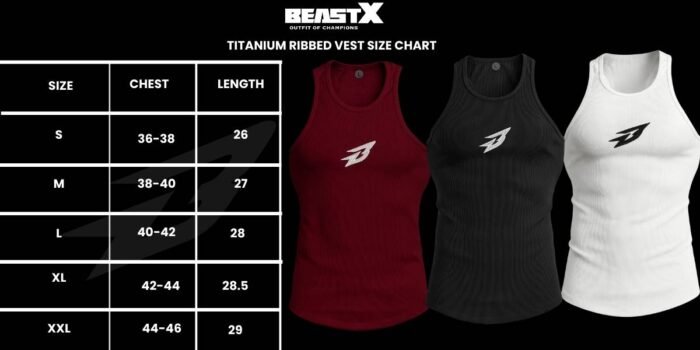 BeastX Ribbed Vest  - Titanium Edition | White | Embroidery Patch - Image 3