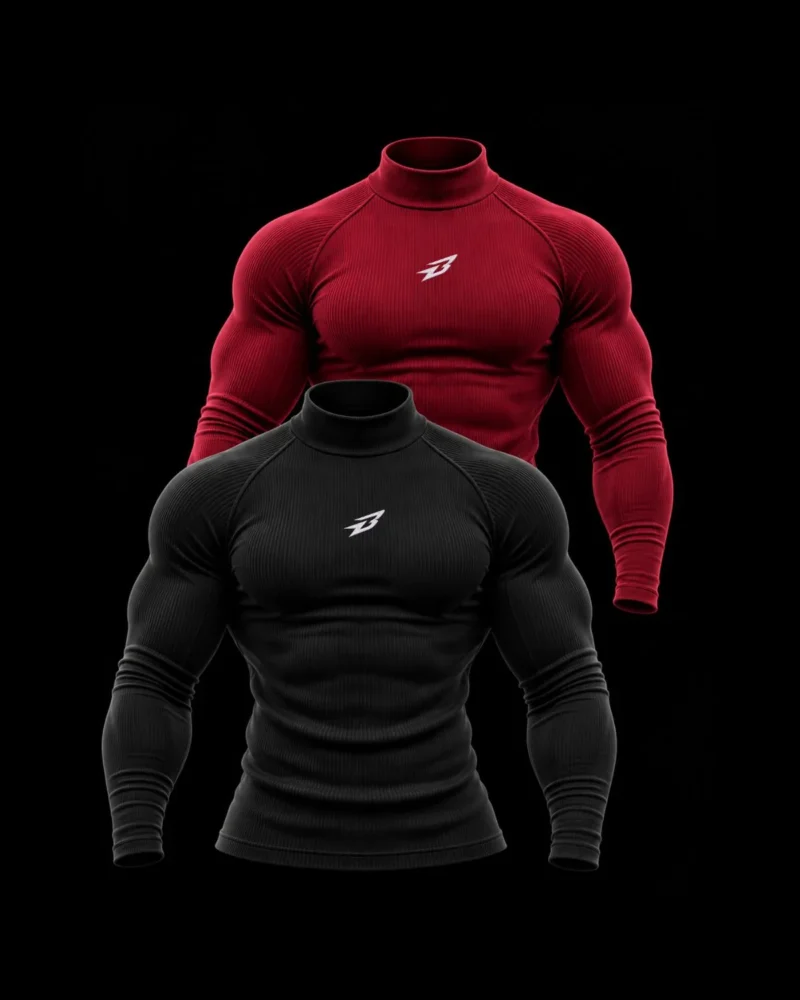 Ribbed Tshirt blackand maroon