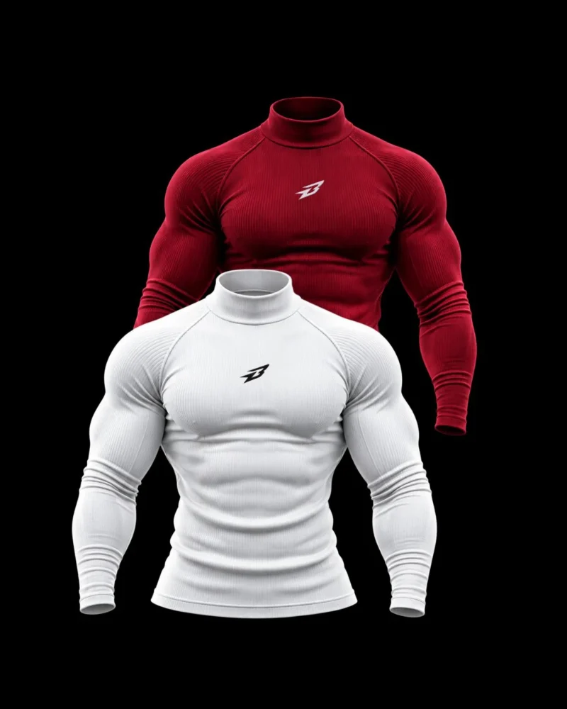 Ribbed Tshirt white and maroon