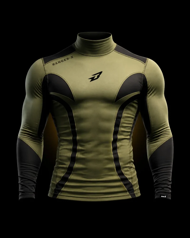 BeastX Ranger-X Edition black compression t-shirt for men with smart NFC gymwear technology