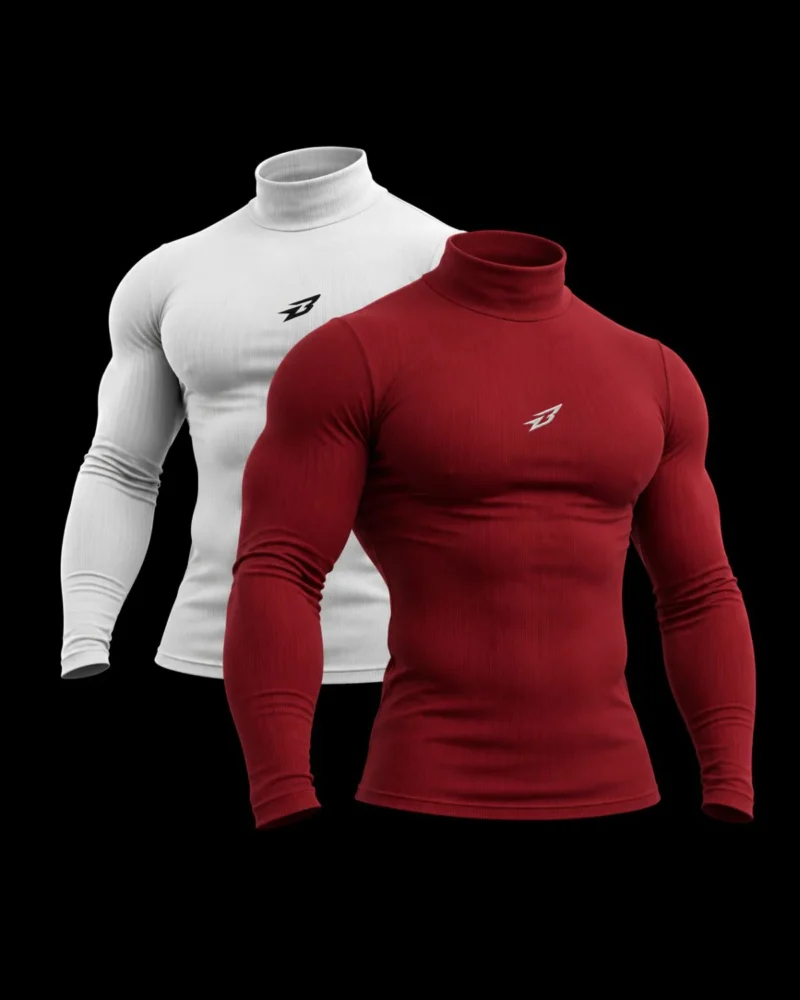 Ribbed Tshirt white and maroon