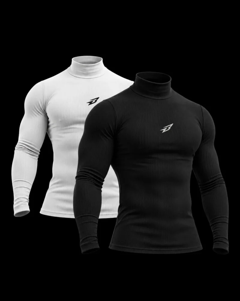 BeastX Ribbed Tshirt | Premium High Neck - Black & White